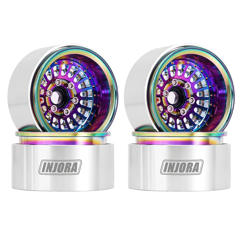 INJORA 1.9" Turbine Aluminum -10mm Offset Wheels for 1/10 RC Crawlers INJORA