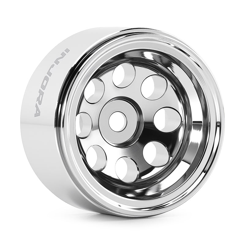 INJORA 1.0" Aluminum Beadlock Wheels Chrome -2.5mm Offset For Micro Crawlers INJORA