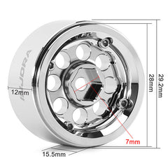 INJORA 1.0" Aluminum Beadlock Wheels Chrome -2.5mm Offset For Micro Crawlers INJORA