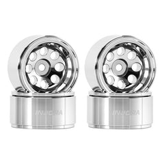 INJORA 1.0" Aluminum Beadlock Wheels Chrome -2.5mm Offset For Micro Crawlers INJORA