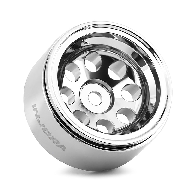 INJORA 1.0" Aluminum Beadlock Wheels Chrome -2.5mm Offset For Micro Crawlers INJORA