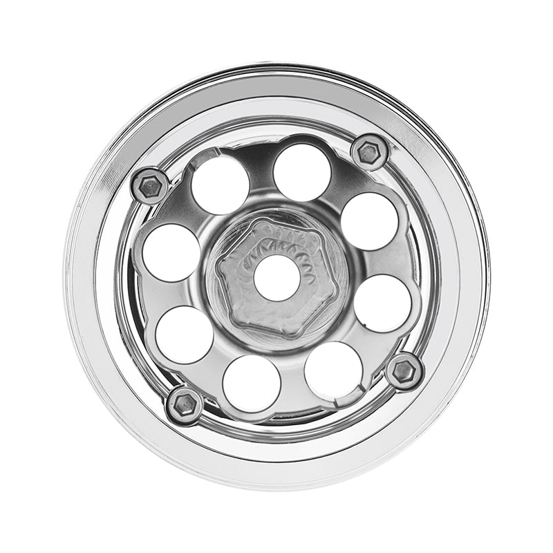 INJORA 1.0" Aluminum Beadlock Wheels Chrome -2.5mm Offset For Micro Crawlers INJORA