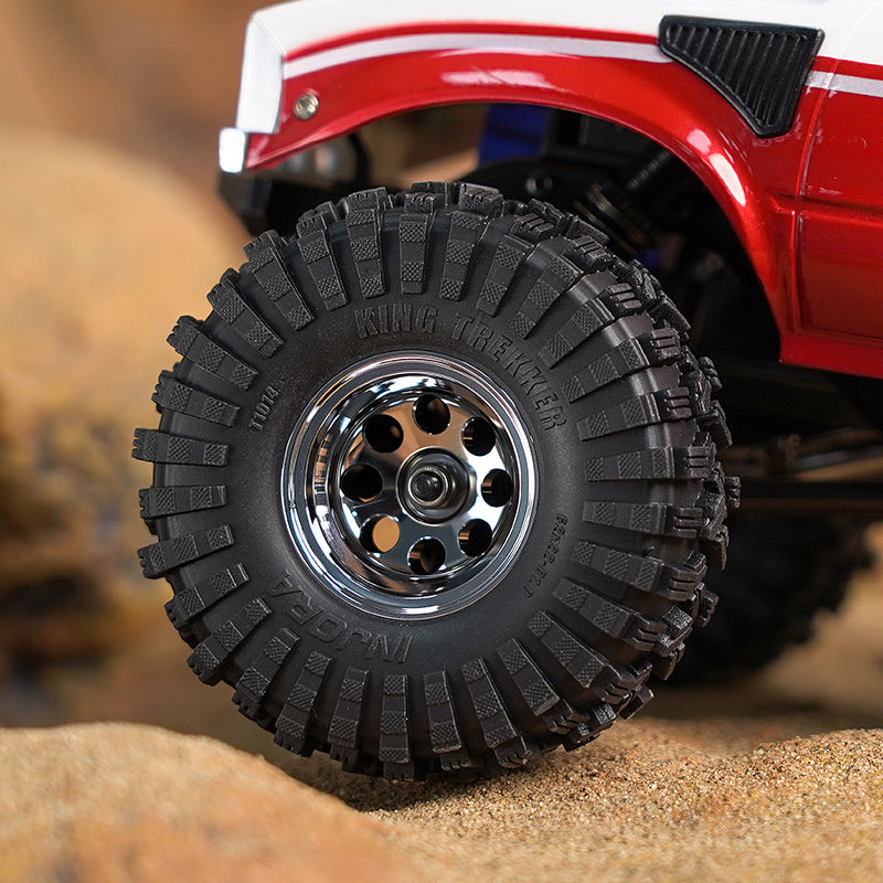 INJORA 1.0" Aluminum Beadlock Wheels Chrome -2.5mm Offset For Micro Crawlers INJORA
