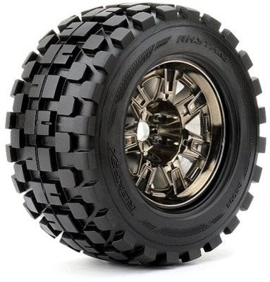 RHYTHM 1/8 Monster Truck Tires Chrome Black Rim (R0PR4004-CB0) HRP