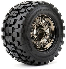 RHYTHM 1/8 Monster Truck Tires Chrome Black Rim (R0PR4004-CB0) HRP