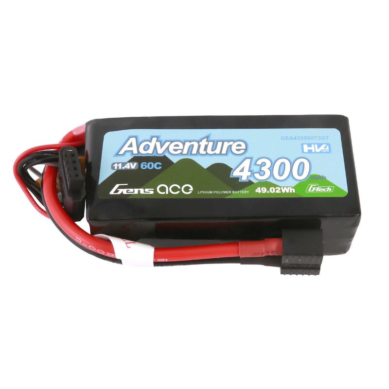 Gens Ace 11.4V 4300mAh 3S 60C G-Tech Smart Lipo Battery: Universal GensTattu