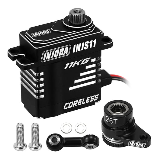 INJORA Aluminum Servo Saver Set for 1/16 Arrma Mojave Grom (25T) (GROM-11BK-INJS11)