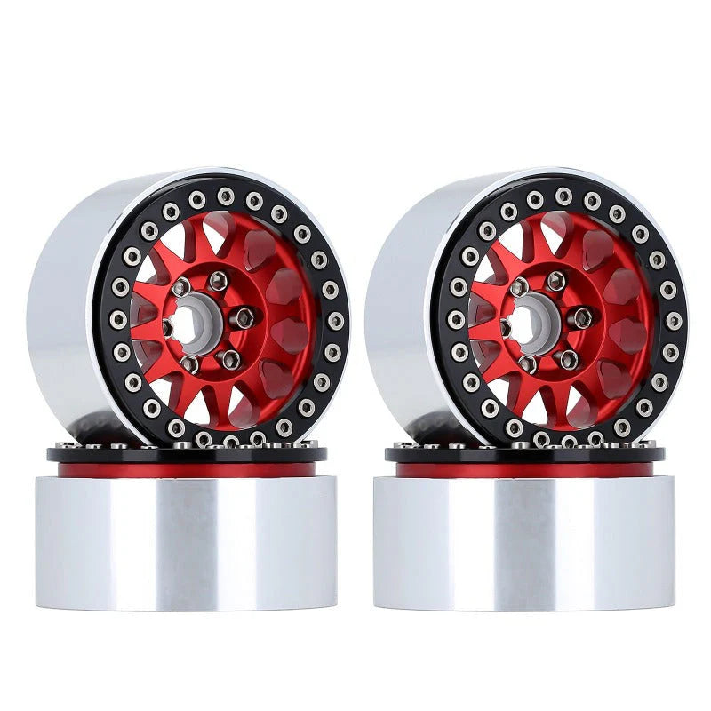 INJORA 4PCS 1.9" 12-spoke Metal Beadlock Wheel Rims for 1/10 RC Rock Crawler (CRAW18239_07BK) INJORA