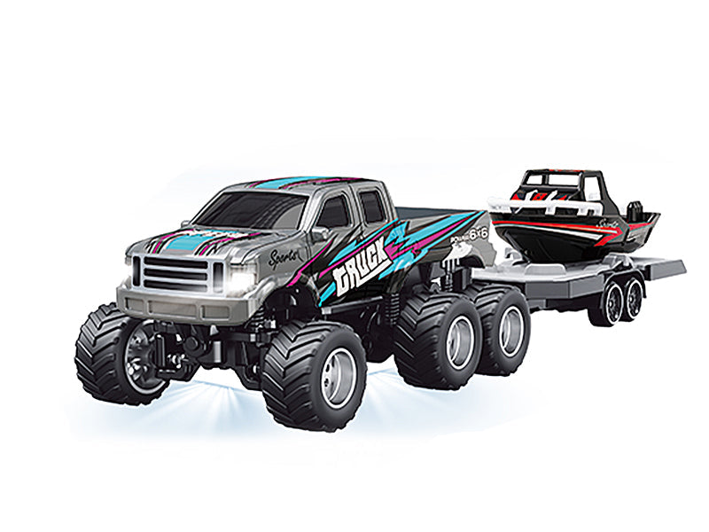 1/64 R/C Truck with boat with APP control – Ford 6-wheeler RC PRO