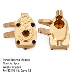 INJORA Heavy Duty Brass Portal Steering Knuckle (B) for Axial SCX10 III Capra 1.9 (63g/pcs) INJORA