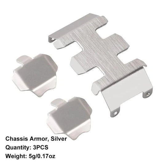 INJORA Stainless Steel Chassis Armors, Gearbox Axle Protector for Axial SCX24 (SCX24-01)