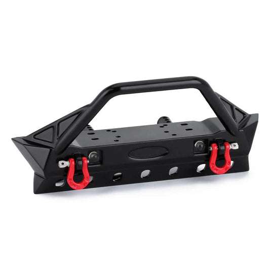 INJORA Black Metal Front Bumper with Lights for SCX10 II SCX10 III TRX4 (YQB-F36) INJORA