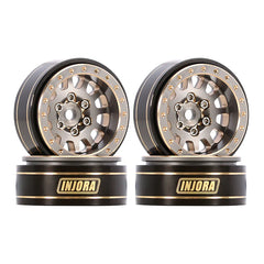 INJORA 1.0 Plus 12-Spoke Brass Beadlock Wheels 42g/pcs offset -3.75mm for 1/18 1/24 RC Crawler (4) (W1101)