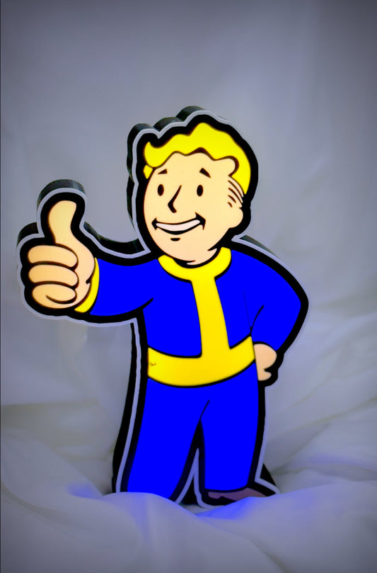 Fallout Vault Boy 3D Printed LED Lighted Sign Friendly Hobbies