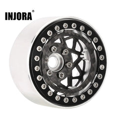 INJORA Carbon Fiber Aluminum Negative Offset 10mm 1.9" Beadlock Wheels for 1/10 RC Crawlers (W1952) INJORA