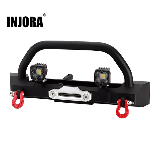 Injora CNC Metal Front Bumper with Spotlights for SCX10 II SCX10 III TRX4 (DGB-F11)