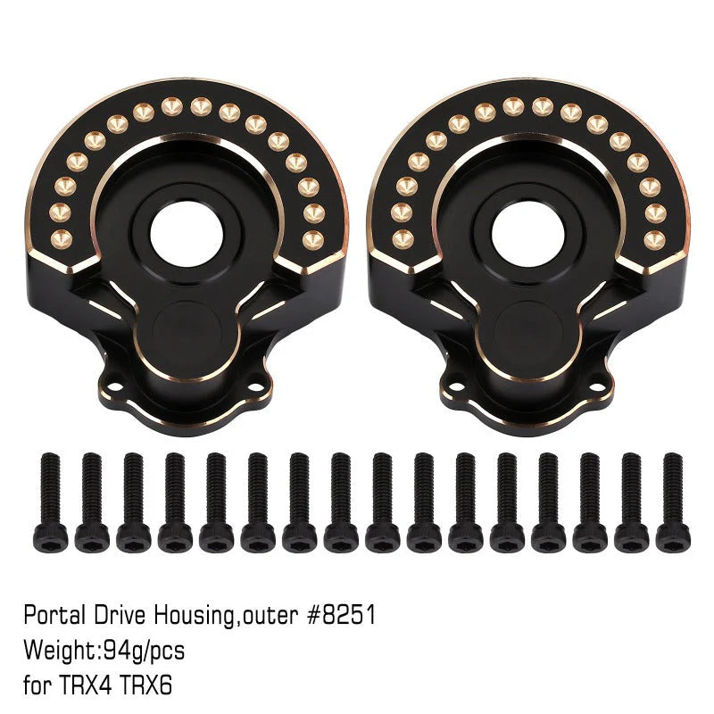 INJORA 94g/pcs Black Brass Counterweight Outer Portal Drive Housing #8251 for TRX-4 TRX-6 INJORA