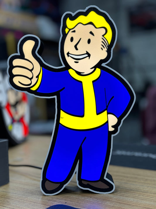 Fallout Vault Boy 3D Printed LED Lighted Sign Friendly Hobbies