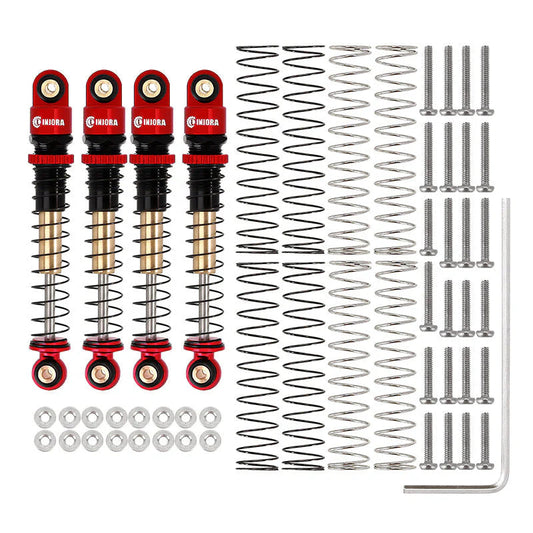 INJORA 43mm Aluminum Threaded Double Barrel Shocks Dampers for Axial SCX24 INJORA