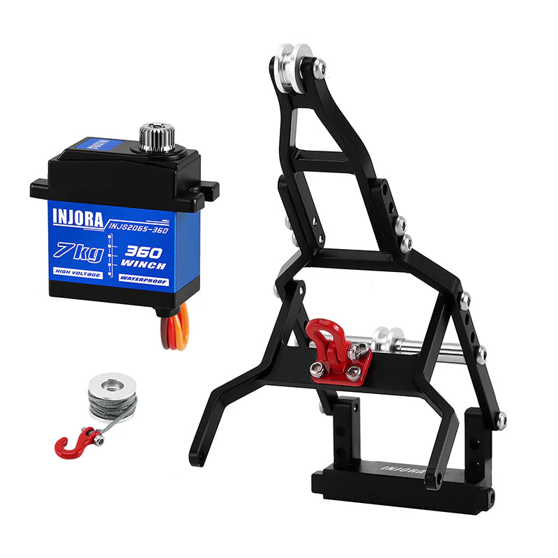 INJORA Tow Truck Crane Kit & INJS2065-360 Winch Servo for 1/18 TRX4M (INJS2065-360-115BK) INJORA