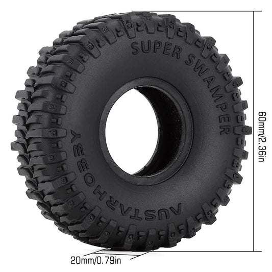 INJORA 1.0" 60*20mm Rubber Mud Tires for 1/24 RC Crawlers (4) (T2430) INJORA