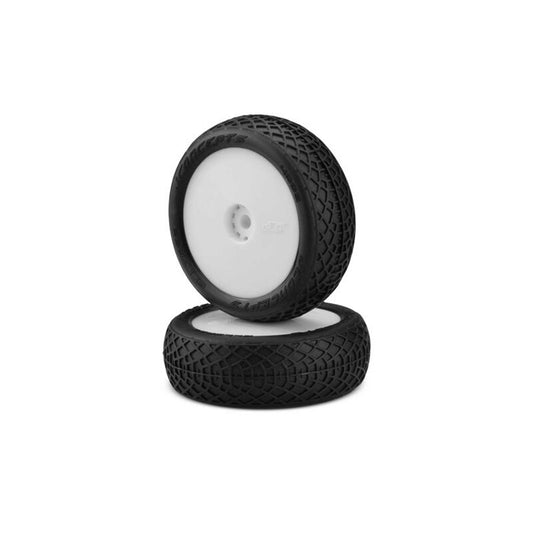 JConcepts 1/16 Ellipse Pre-Mounted Front Mini-B Tires, White Wheels, Green Compound (2) (JCO40021211)
