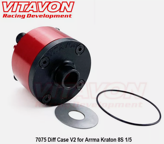 VITAVON: Kraton 8S CNC Alu7075 Diff Case for Arrma Kraton 8S Outcast 8S 1/5 Red (K8S0042)