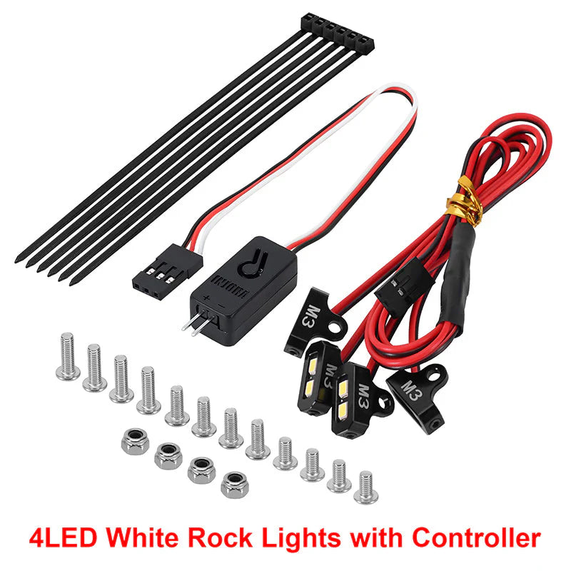 INJORA 4LED Rock Lights Kit for 1/10 RC Crawler (White, Yellow) INJORA