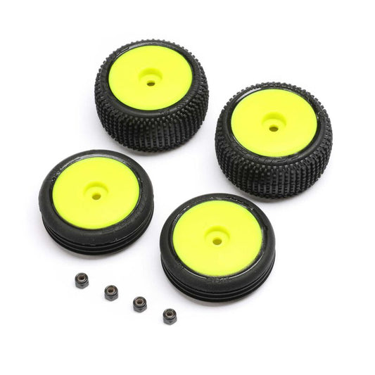 LOSI Tires & Wheels Mounted, Yellow: Micro-B (LOS-1762)