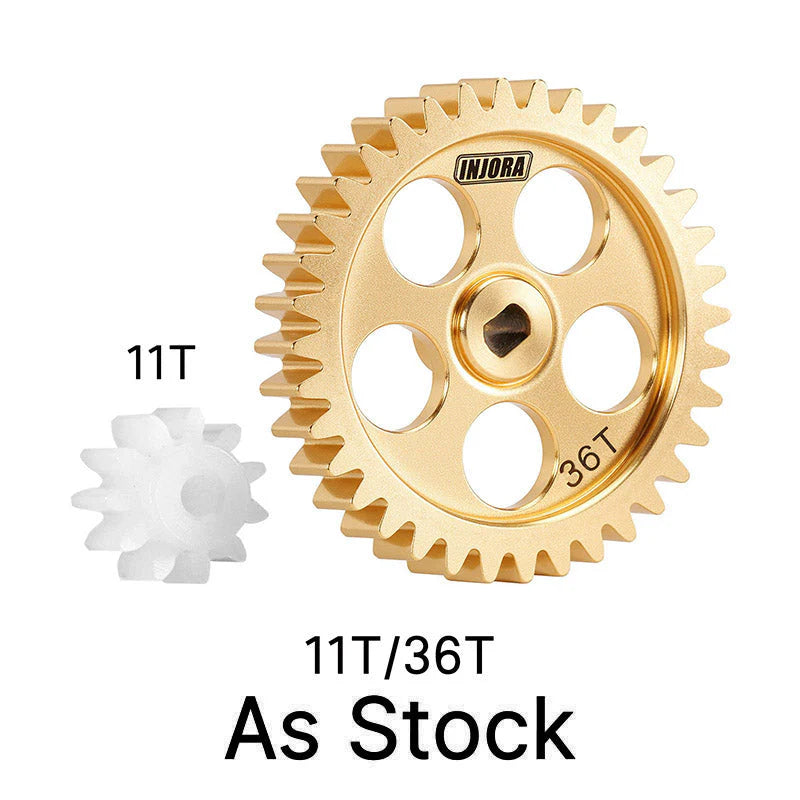 INJORA Brass Transmission Main Gear with Plastic Motor Pinion for Losi Micro-B Micro-T (LOS-24AS) INJORA