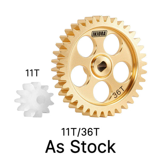 INJORA Brass Transmission Main Gear with Plastic Motor Pinion for Losi Micro-B Micro-T (LOS-24AS)