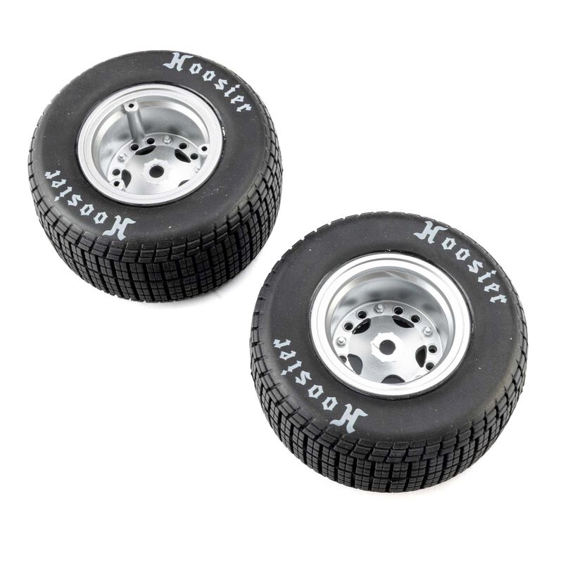 Losi Hoosier Tires, Soft, Mounted, Satin Aluminum, Left/Right (2): 22S DLM Horizon Hobby