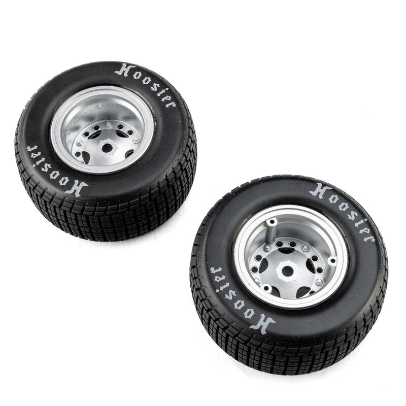 Losi Hoosier Tires, Medium, Mounted, Satin Aluminum, Left/Right (2): 22S DLM Horizon Hobby