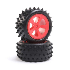LOSI 4 Row Rear Tires, Mounted, Red (2): Mini JRX2 (LOS41023)