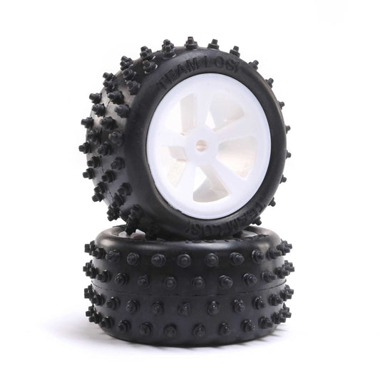 LOSI 4 Row Rear Tires, Mounted, White (2): Mini JRX2 (LOS41024)