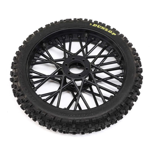 Losi Dunlop MX53 Front Tire Mounted, Black: Promoto-MX (LOS46004)