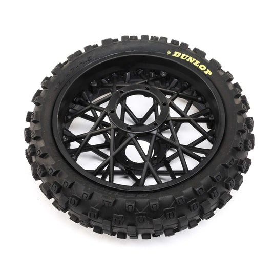 Losi Dunlop MX53 Rear Tire Mounted, Black: Promoto-MX (LOS46005)