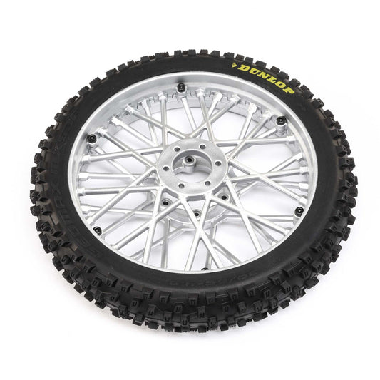 Losi Dunlop MX53 Front Tire Mounted, Chrome: Promoto-MX (LOS46006)
