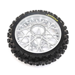 Losi Dunlop MX53 Rear Tire Mounted, Chrome: Promoto-MX (LOS46007)