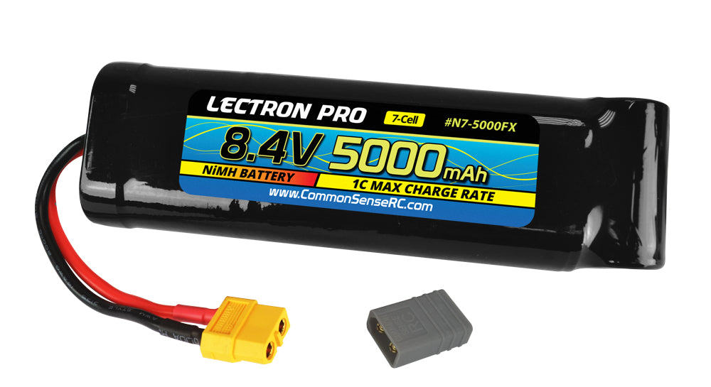 Lectron Pro NiMH 8.4V (7-cell) 5000mAh Flat Pack with XT60 Connector + CSRC adapter for XT60 batteries to popular RC vehicles #N7-5000FX	$47.99 Common Sense RC