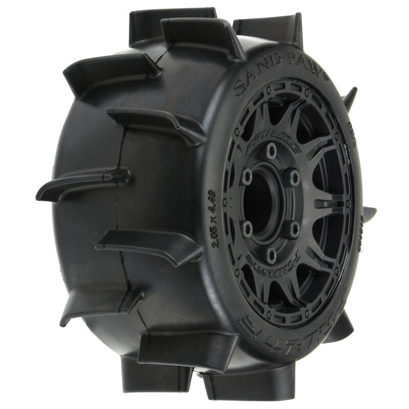 Pro-Line: 1/10 Sand Paw LP F/R 2.8" MT Tires Mounted 12mm/14mm Black Raid (2) (PRO1016010) Horizon Hobby