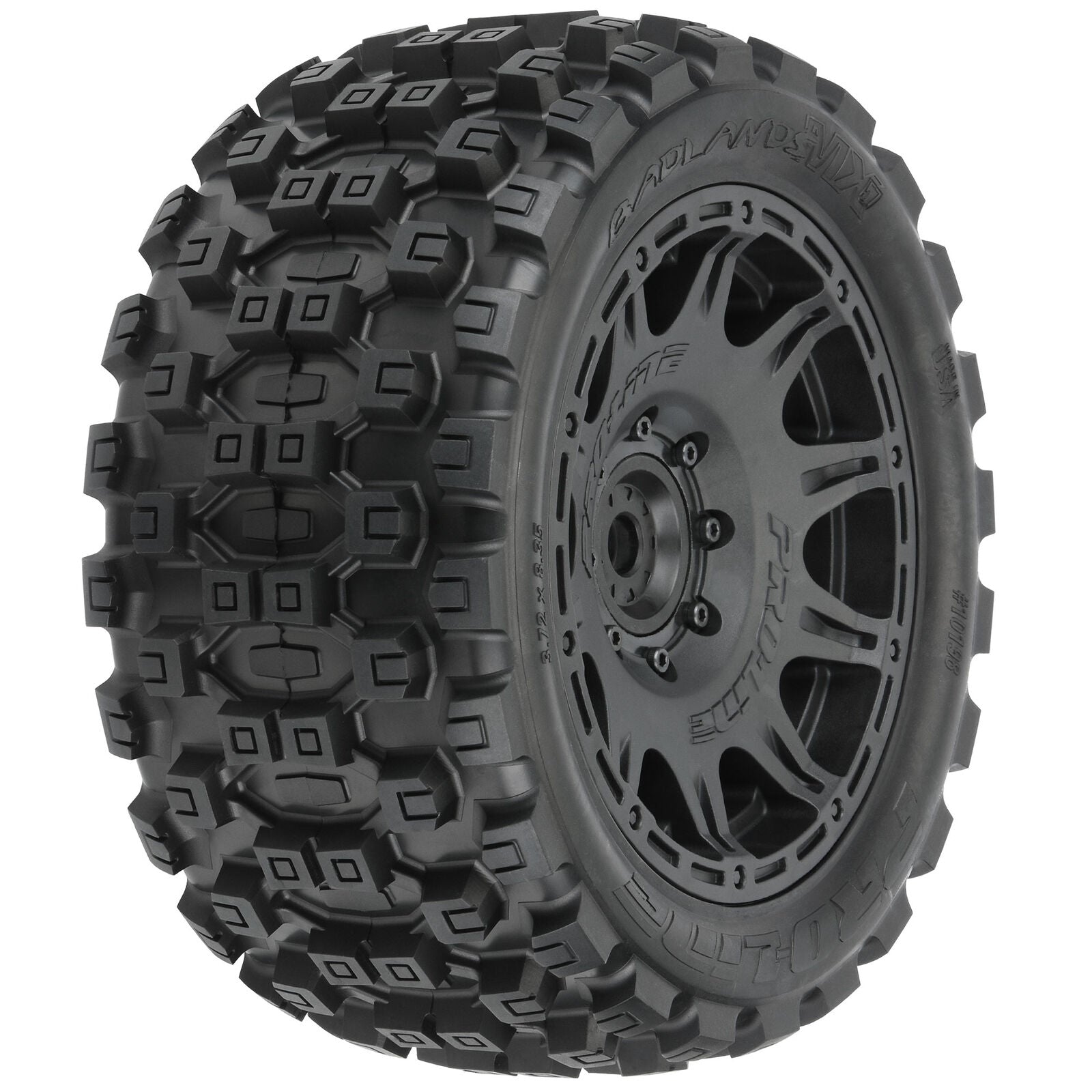 Pro-Line Racing 1/6 Badlands MX57 Front/Rear 5.7” Tires Mounted on Raid 8x48 Removable 24mm Hex Wheels (2): Black Horizon Hobby