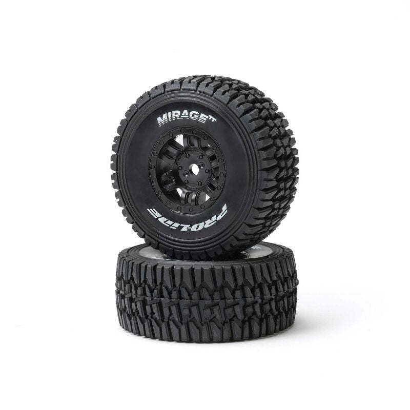 Pro-Line Racing 1/16 Mirage TT Front/Rear Tires Mounted Black Split Six Wheels, 12mm Hex, Black (4): ARRMA MOJAVE GROM TRAXXAS
