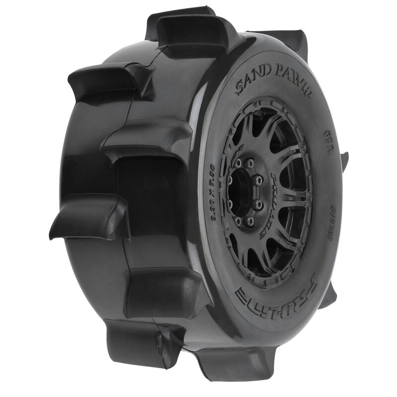Pro-Line Racing 1/8 Sand Paw HP BELTED F/R 3.8" MT Tires Mounted 17mm Black Raid (2) Horizon Hobby