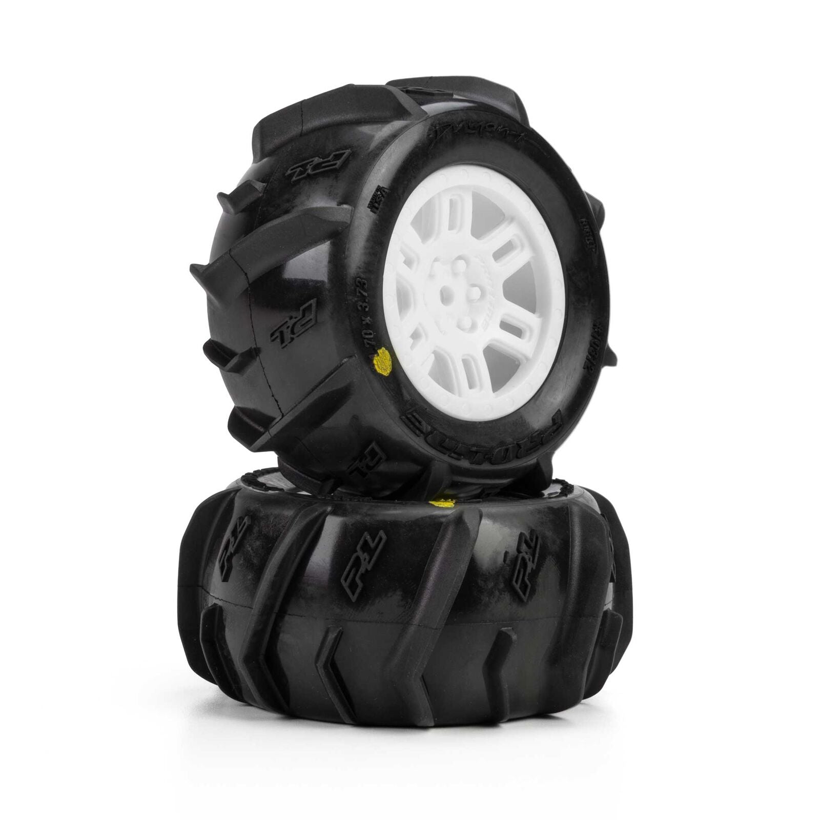 Pro-Line Racing 1/16 Dumont Front/Rear Paddle Tires Mounted 12mm White Split Six (2): ARRMA MINI KRATON(PRO1031213) Horizon Hobby