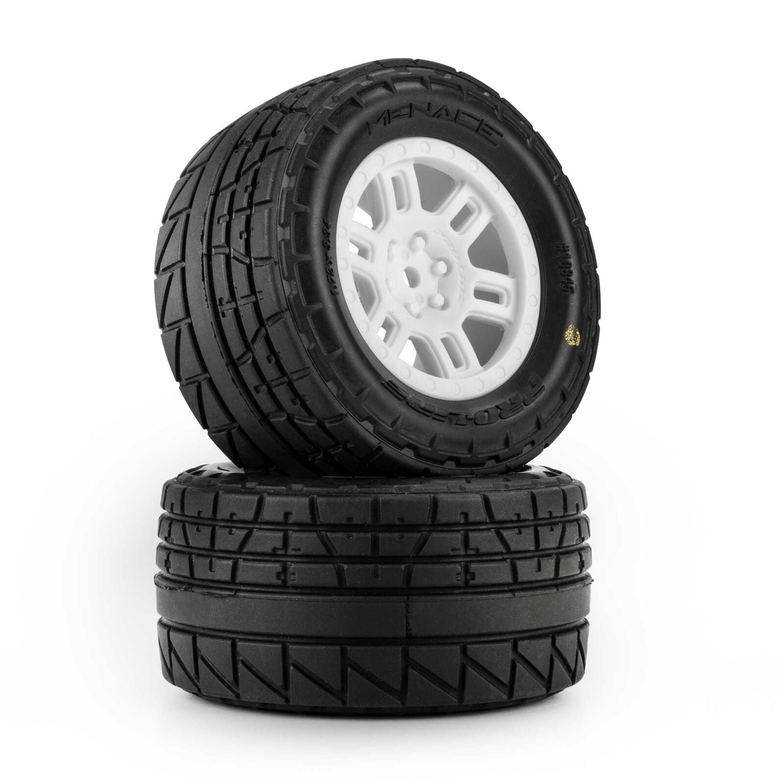 Pro-Line Racing 1/16 Menace Front/Rear Street Tires Mounted 12mm White Split Six (2): ARRMA MINI KRATON (PRO1034513) Horizon Hobby