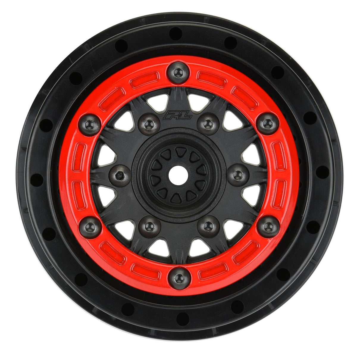 Pro-Line 1/10 Raid Bead-Loc Fr/Rr 2.2"/3.0" 12 & 14mm SC Wheels (2) Red/Black (PRO281104)