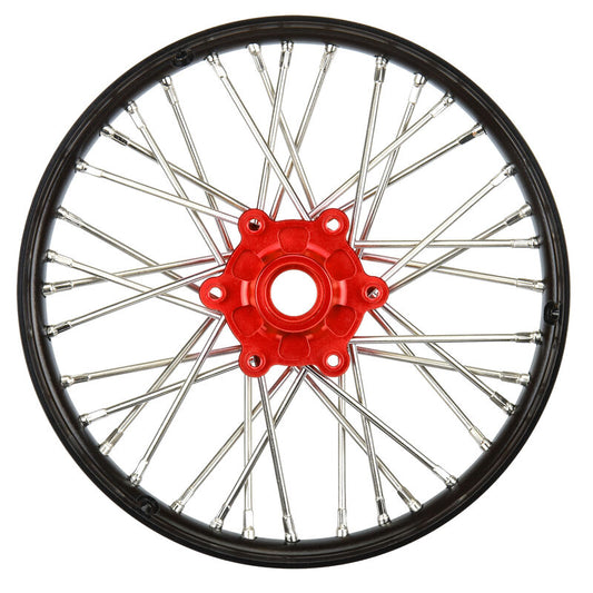 LOSI 1/4 Pro-Spec Aluminum V2 Bead Front Wheel Black/Red (1): Promoto-MX Horizon Hobby