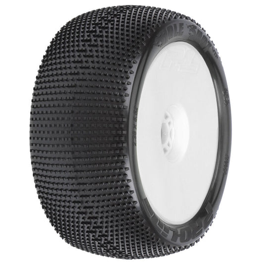 Pro-Line 1/8 Hole Shot S3 F/R 4.0" Tires Mounted 17mm Wht Zero Offst Whls (2) (PRO9033233)