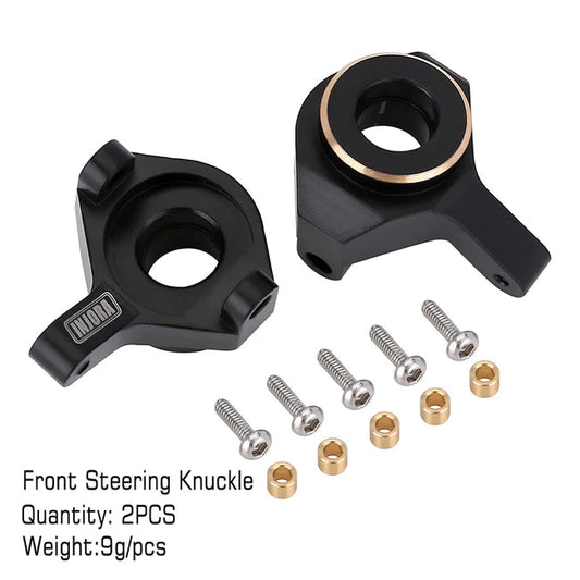INJORA 2pcs 9g/pcs Black Brass Front Steering Knuckles Counter Weights For SCX24 AX24 (SCX24-35BK) INJORA